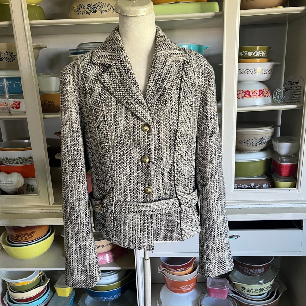Mina Self Tweed Plaid Blazer - Size XL